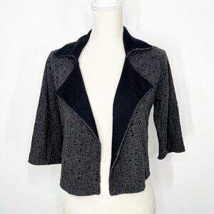 Eileen Fisher Black, Grey cropped Wool & Cashmere Open Cardigan Size S